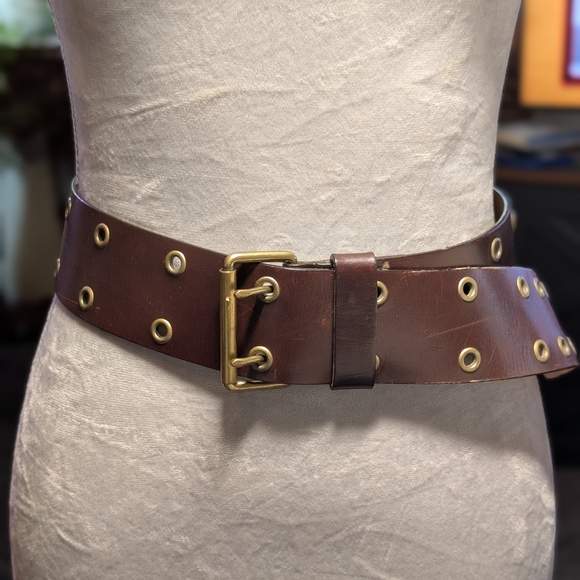 Fossil Accessories - Fossil Brown Leather Belt with Gold Eyelets